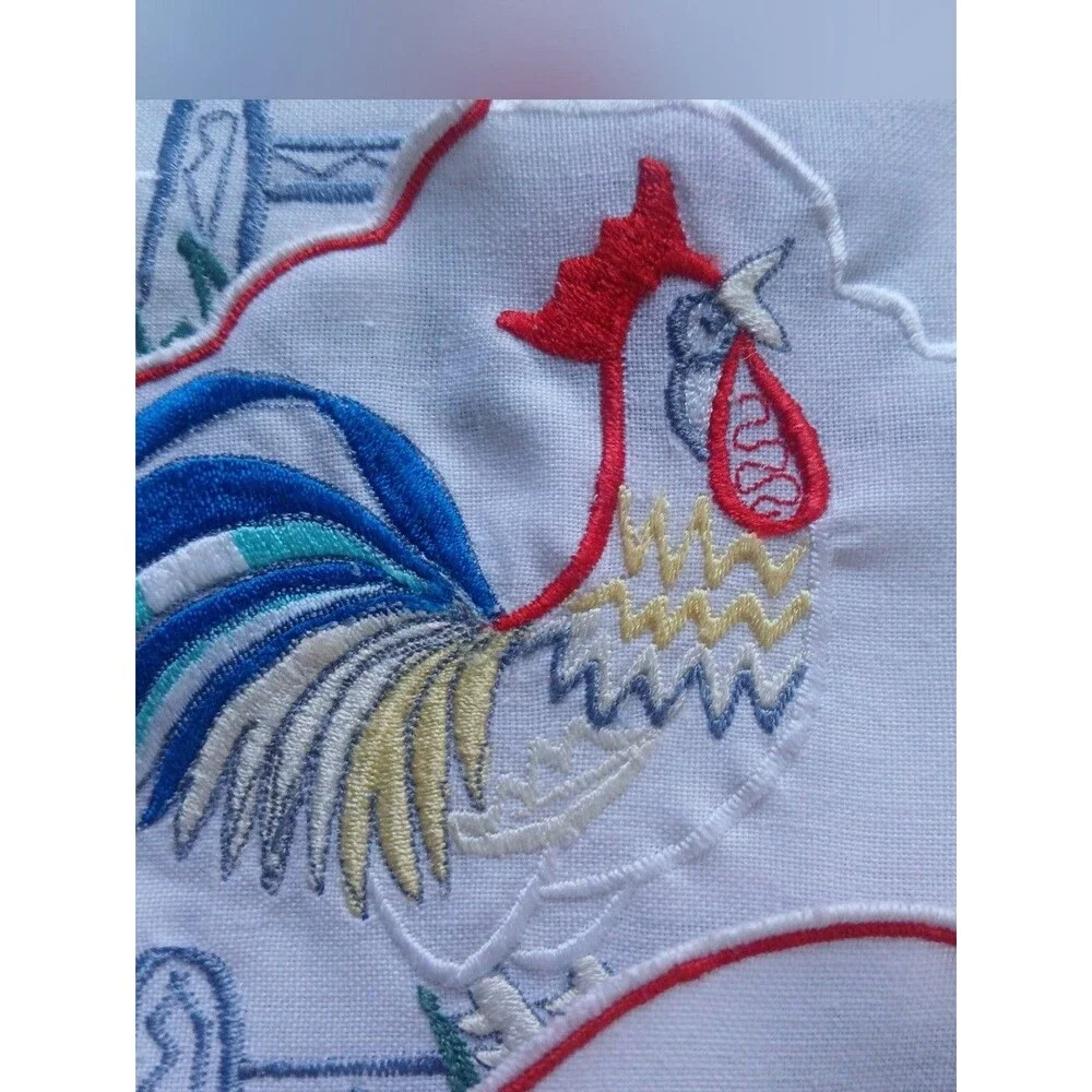 Regina Designer Embroidered Rooster Decorative Textile Multi-color Place Mats